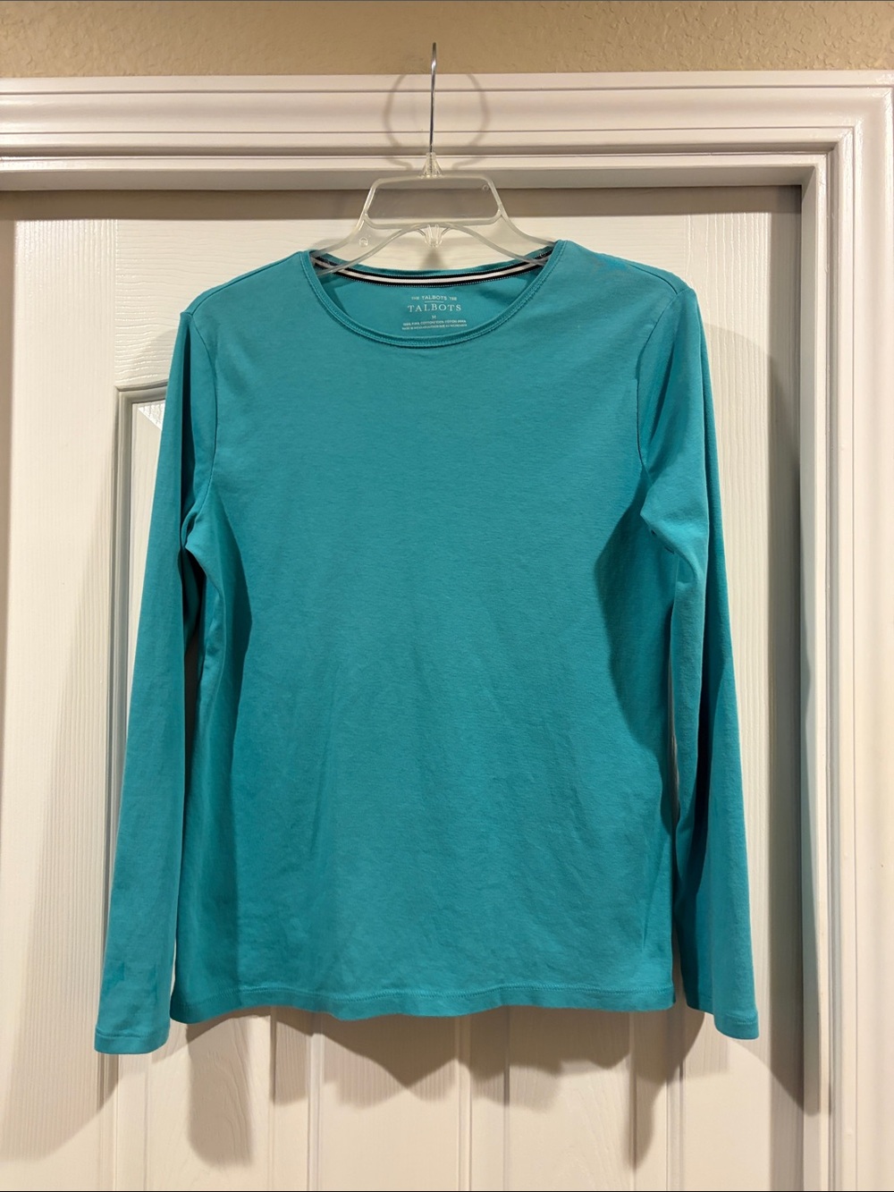 Talbots Long Sleeve Crewneck Tee in Teal Blue size M like new